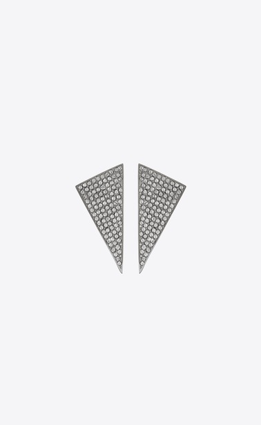 Boucles d'oreilles facettes SMOKING en résine noire et cristaux blancs